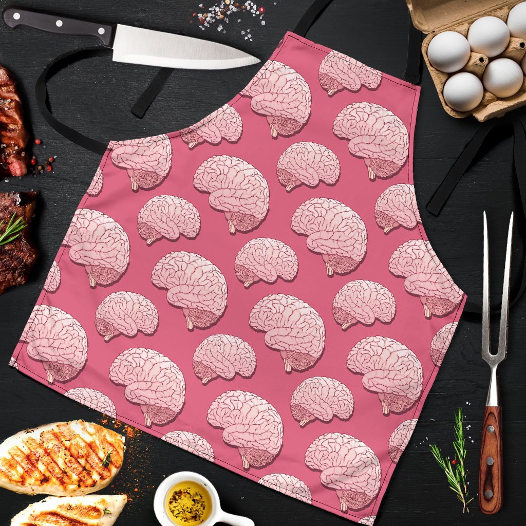 Brain Pink Pattern Print Men's Apron-grizzshop