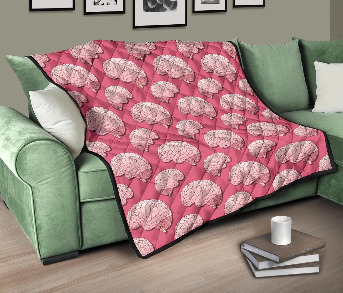 Brain Pink Pattern Print Quilt-grizzshop
