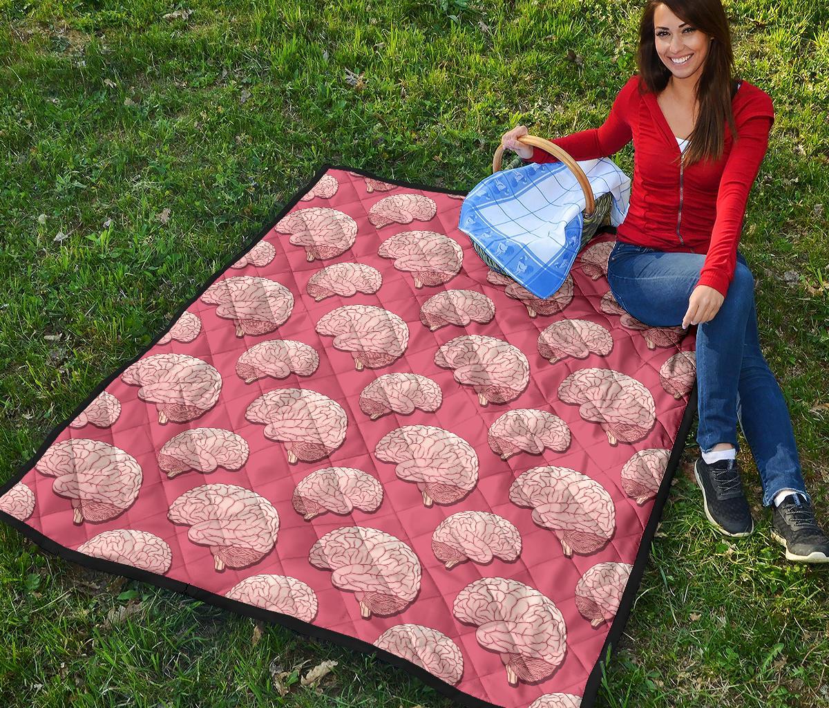 Brain Pink Pattern Print Quilt-grizzshop
