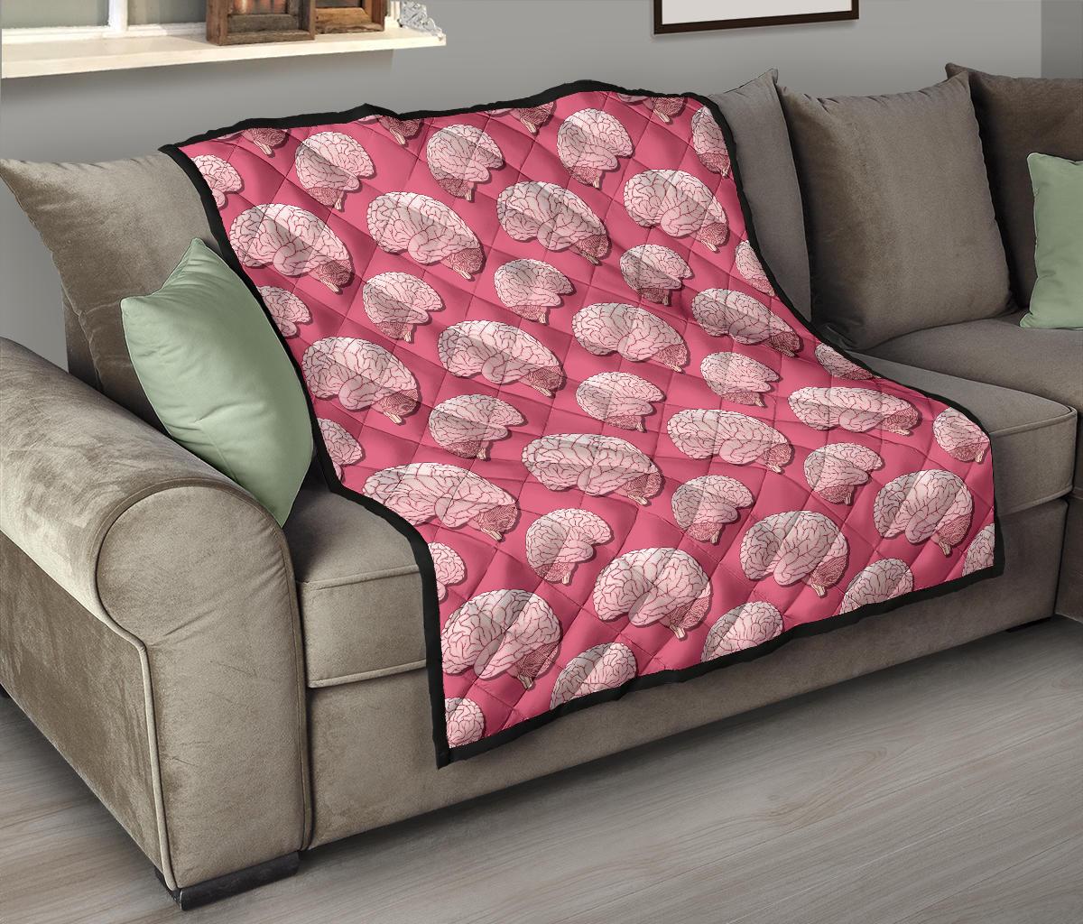 Brain Pink Pattern Print Quilt-grizzshop