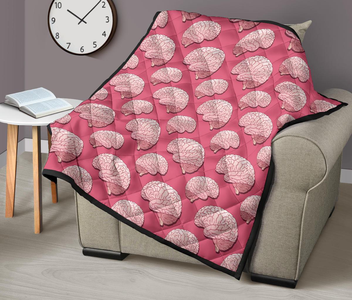 Brain Pink Pattern Print Quilt-grizzshop