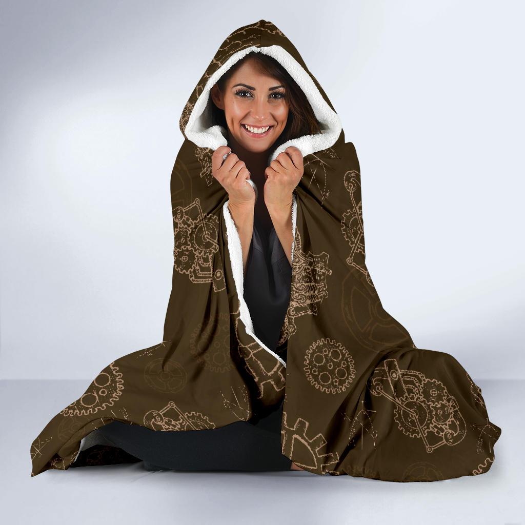 Brain Thinking Pattern Print Hooded Blanket-grizzshop