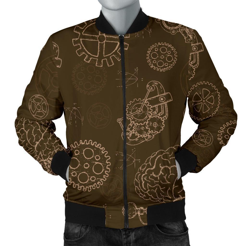 Brain Thinking Pattern Print Men's Bomber Jacket-grizzshop