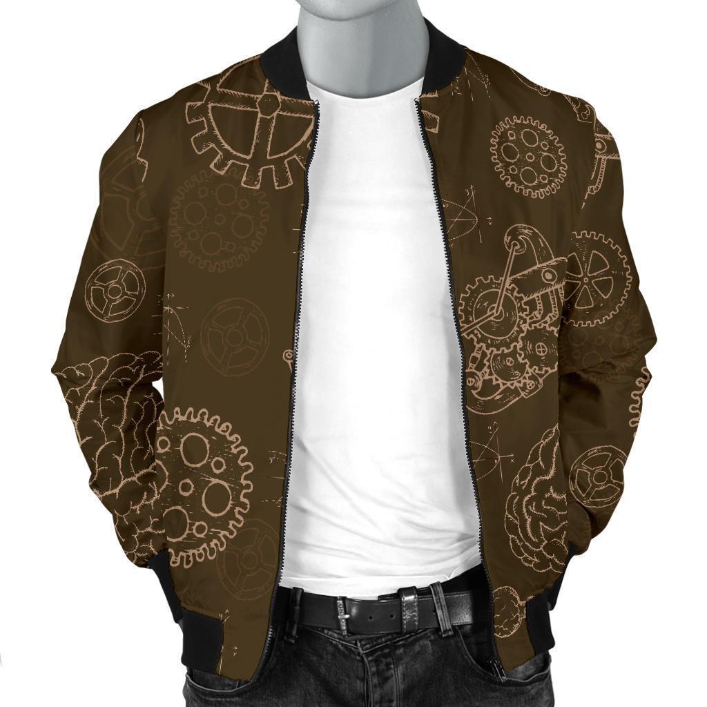 Brain Thinking Pattern Print Men's Bomber Jacket-grizzshop