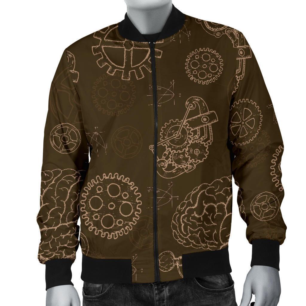 Brain Thinking Pattern Print Men's Bomber Jacket-grizzshop