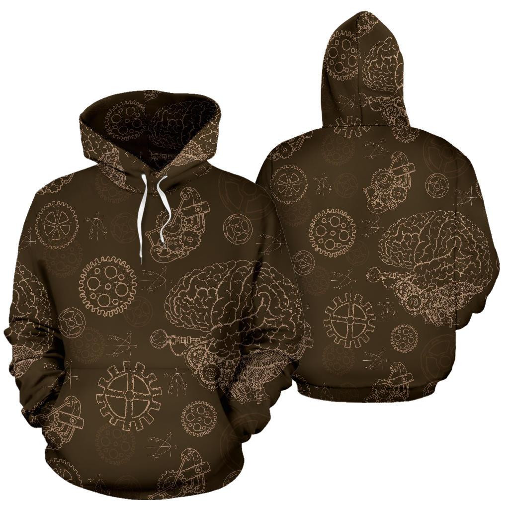 Brain Thinking Pattern Print Women Men Pullover Hoodie-grizzshop