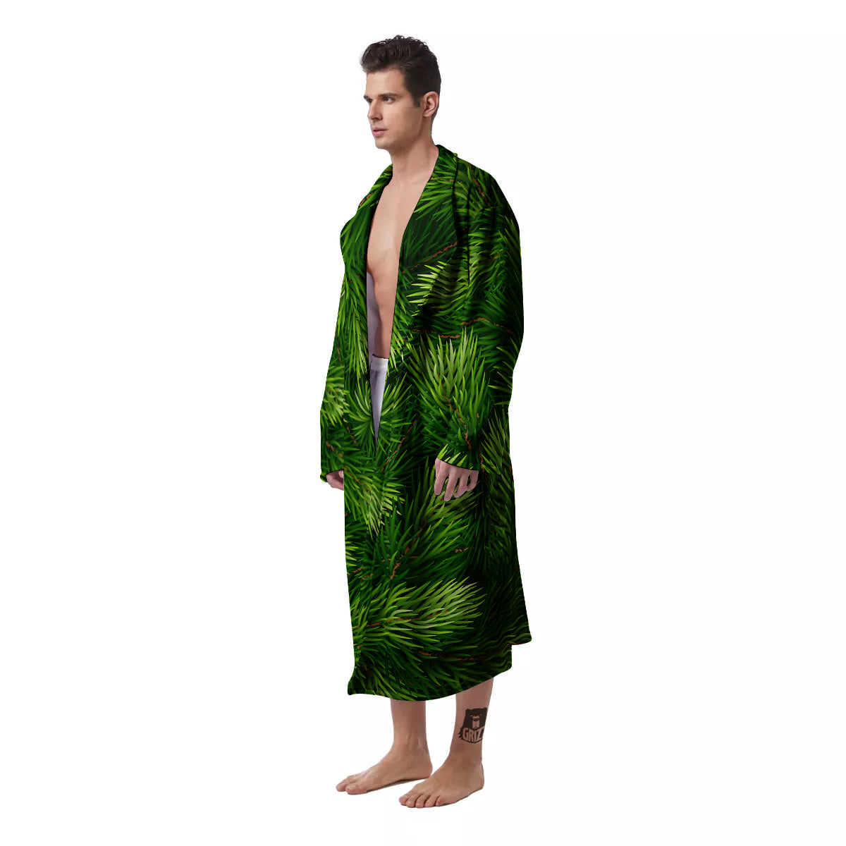 Branches Christmas Tree Print Men's Robe-grizzshop