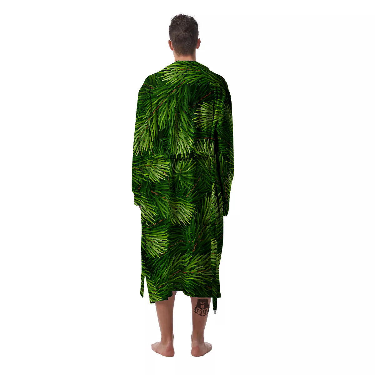 Branches Christmas Tree Print Men's Robe-grizzshop