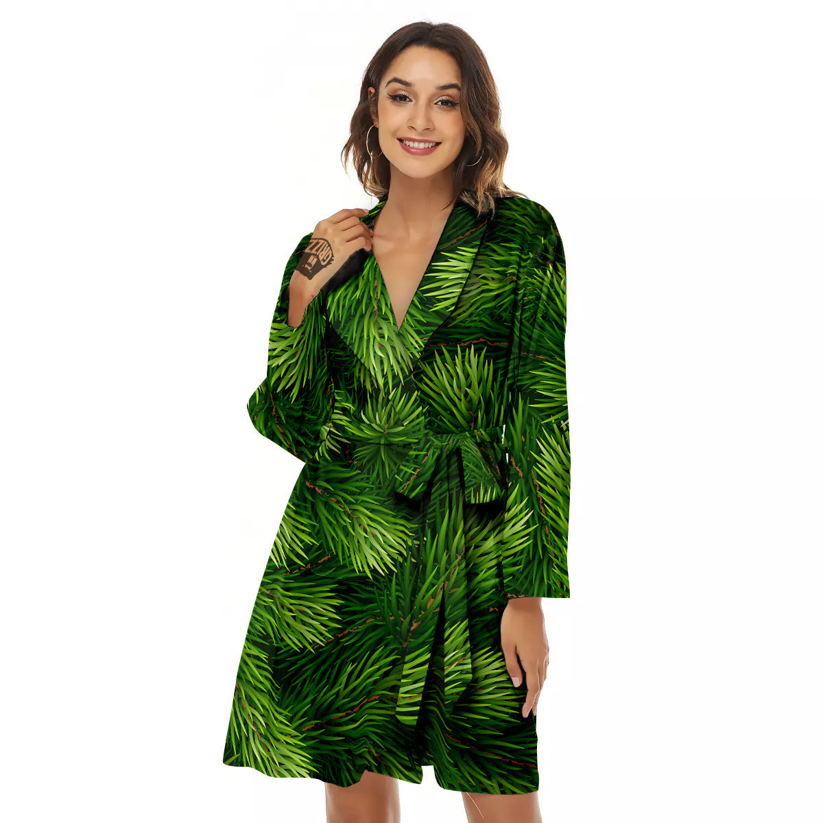 Branches Christmas Tree Print Women's Robe-grizzshop
