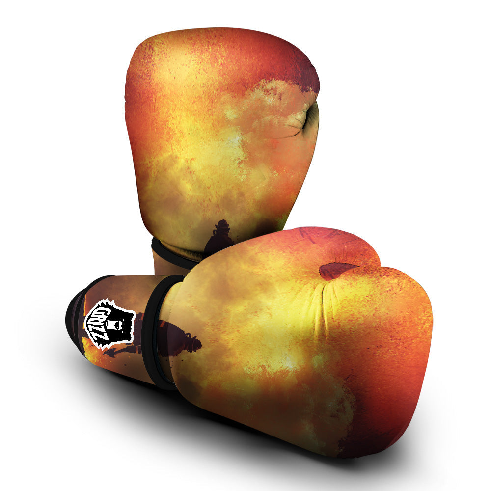 Brave Firefighter In The Fire Print Boxing Gloves-grizzshop