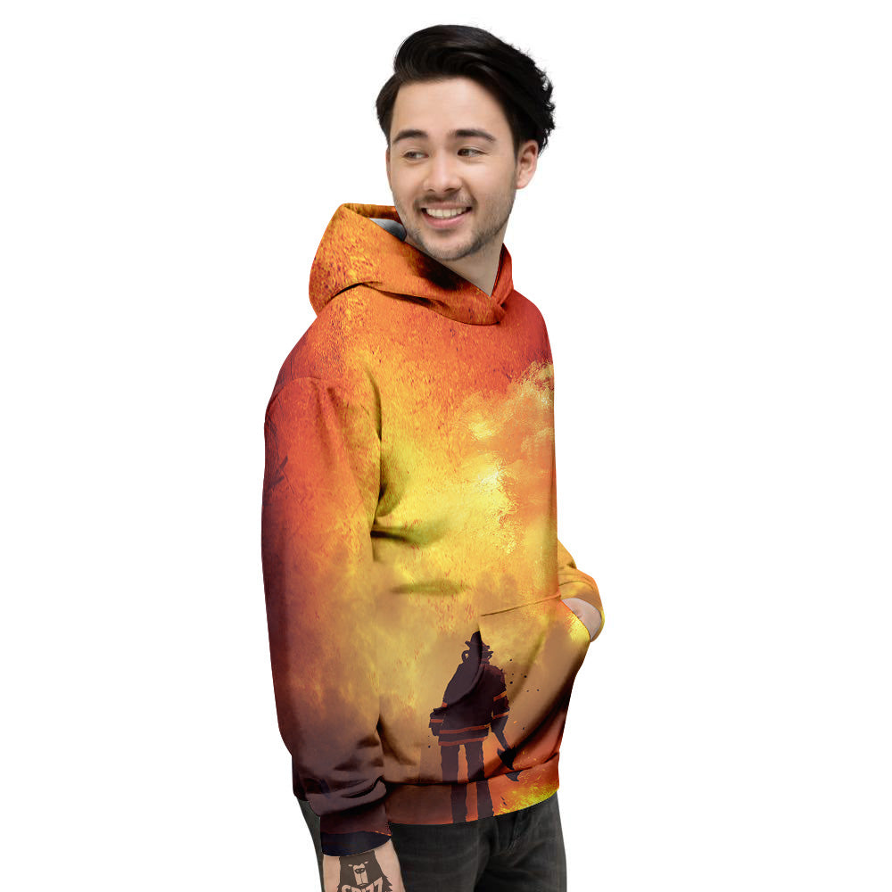 Brave Firefighter In The Fire Print Men's Hoodie-grizzshop
