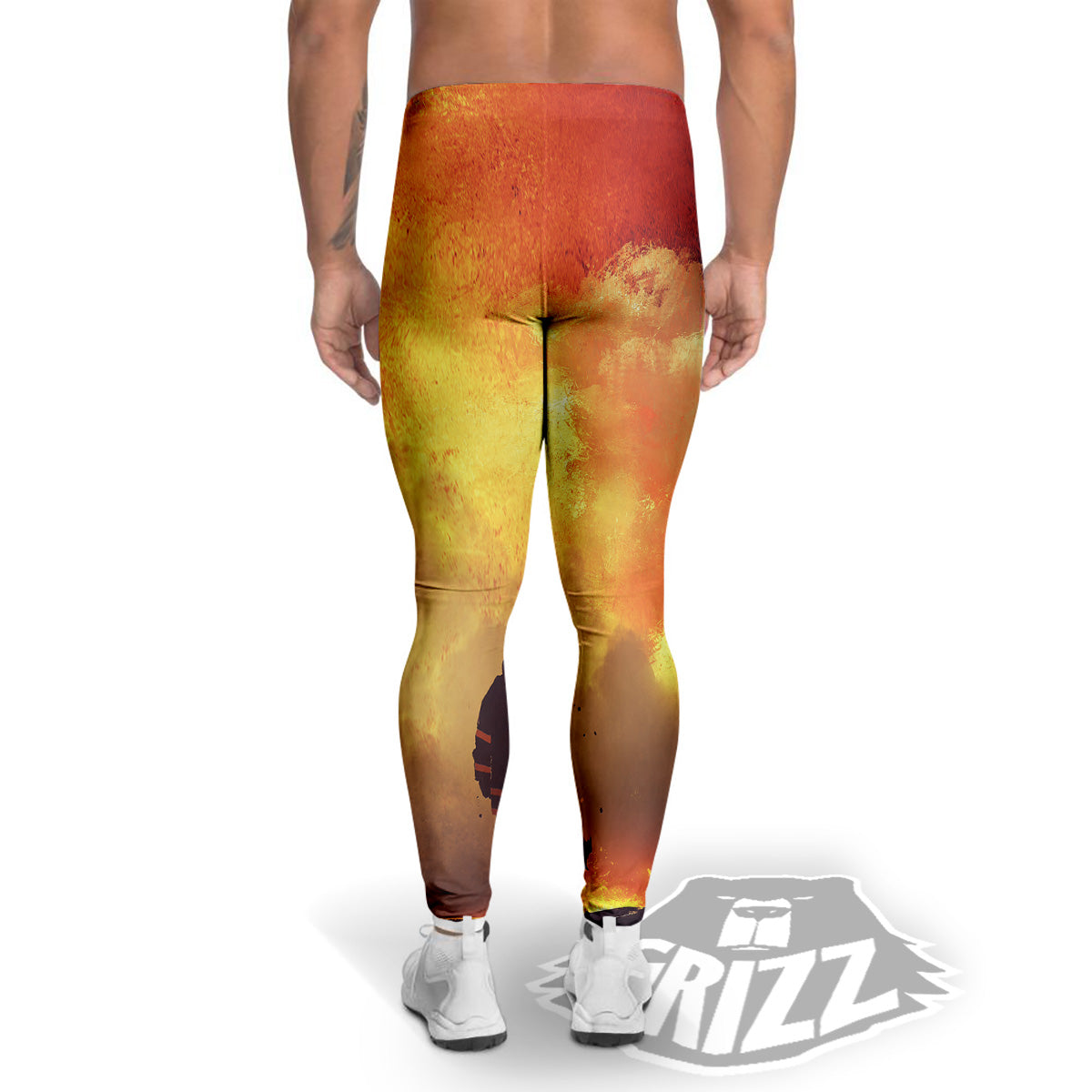 Brave Firefighter In The Fire Print Men's Leggings-grizzshop