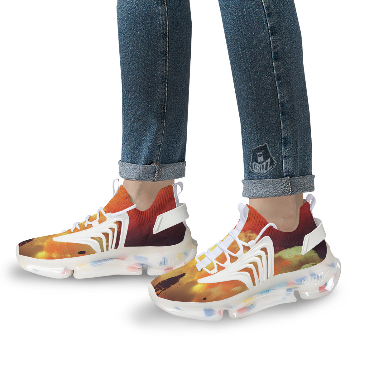 Brave Firefighter In The Fire Print White Gym Shoes-grizzshop