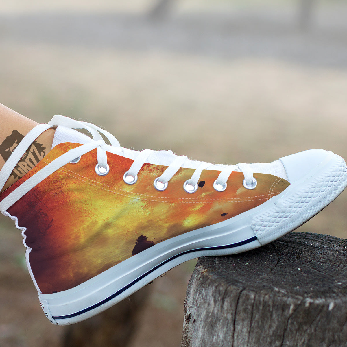 Brave Firefighter In The Fire Print White High Top Shoes-grizzshop