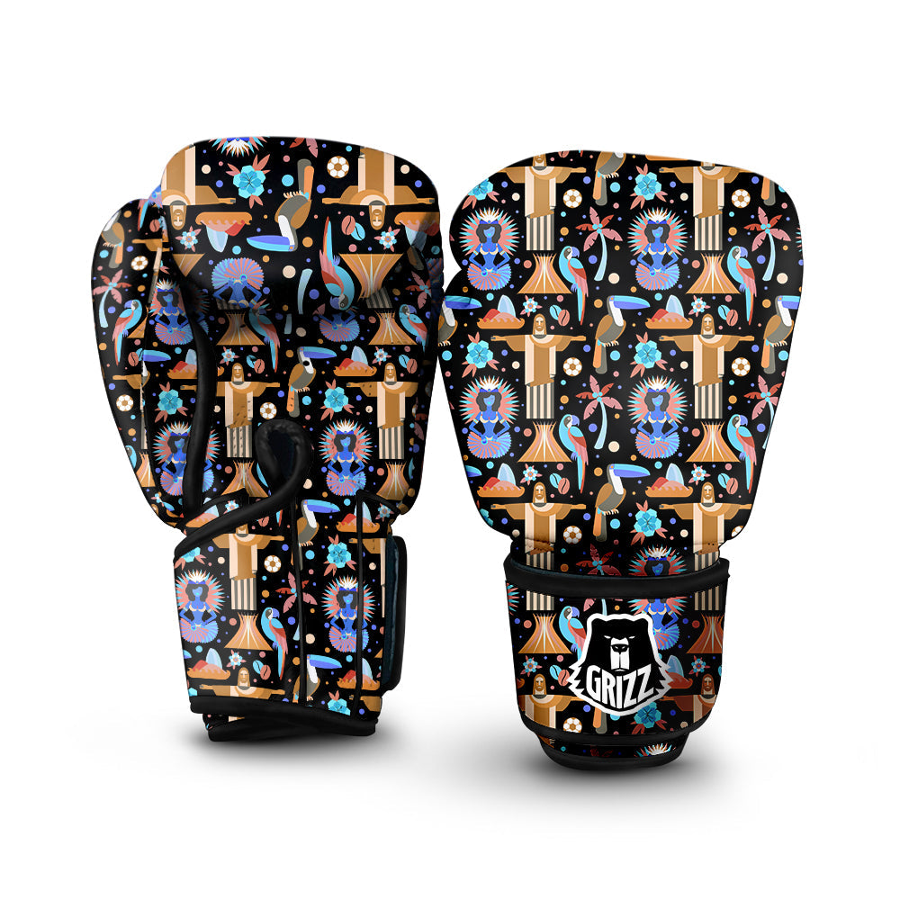 Brazil Symbols Country Print Pattern Boxing Gloves-grizzshop