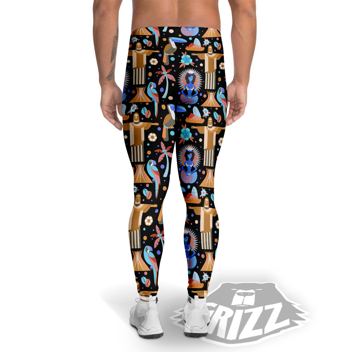 Brazil Symbols Country Print Pattern Men's Leggings-grizzshop