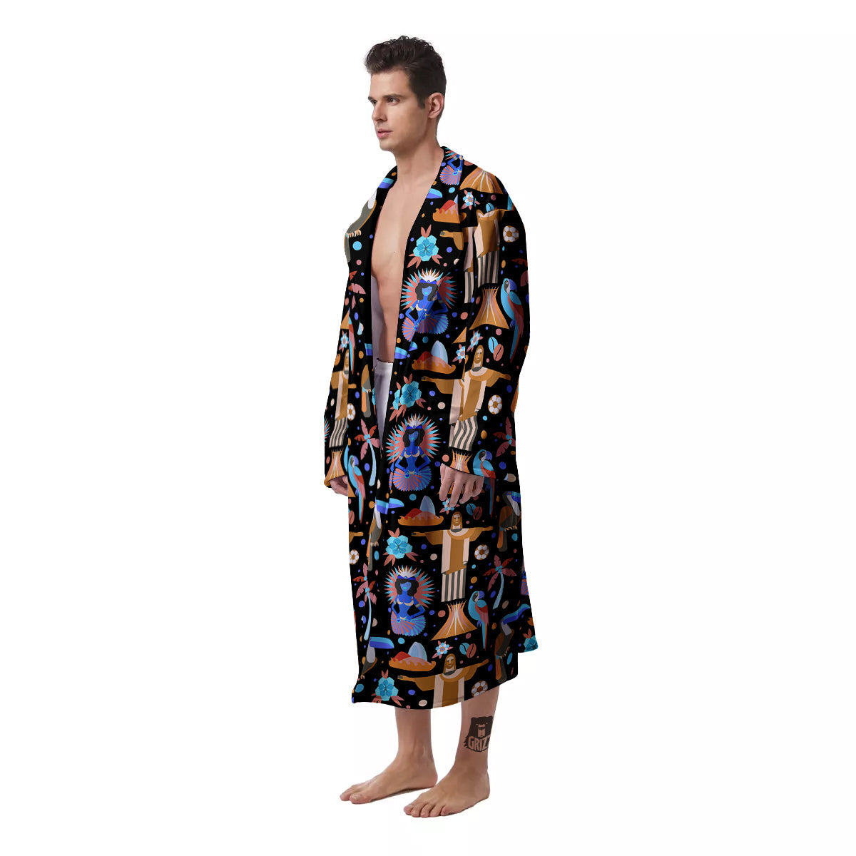 Brazil Symbols Country Print Pattern Men's Robe-grizzshop