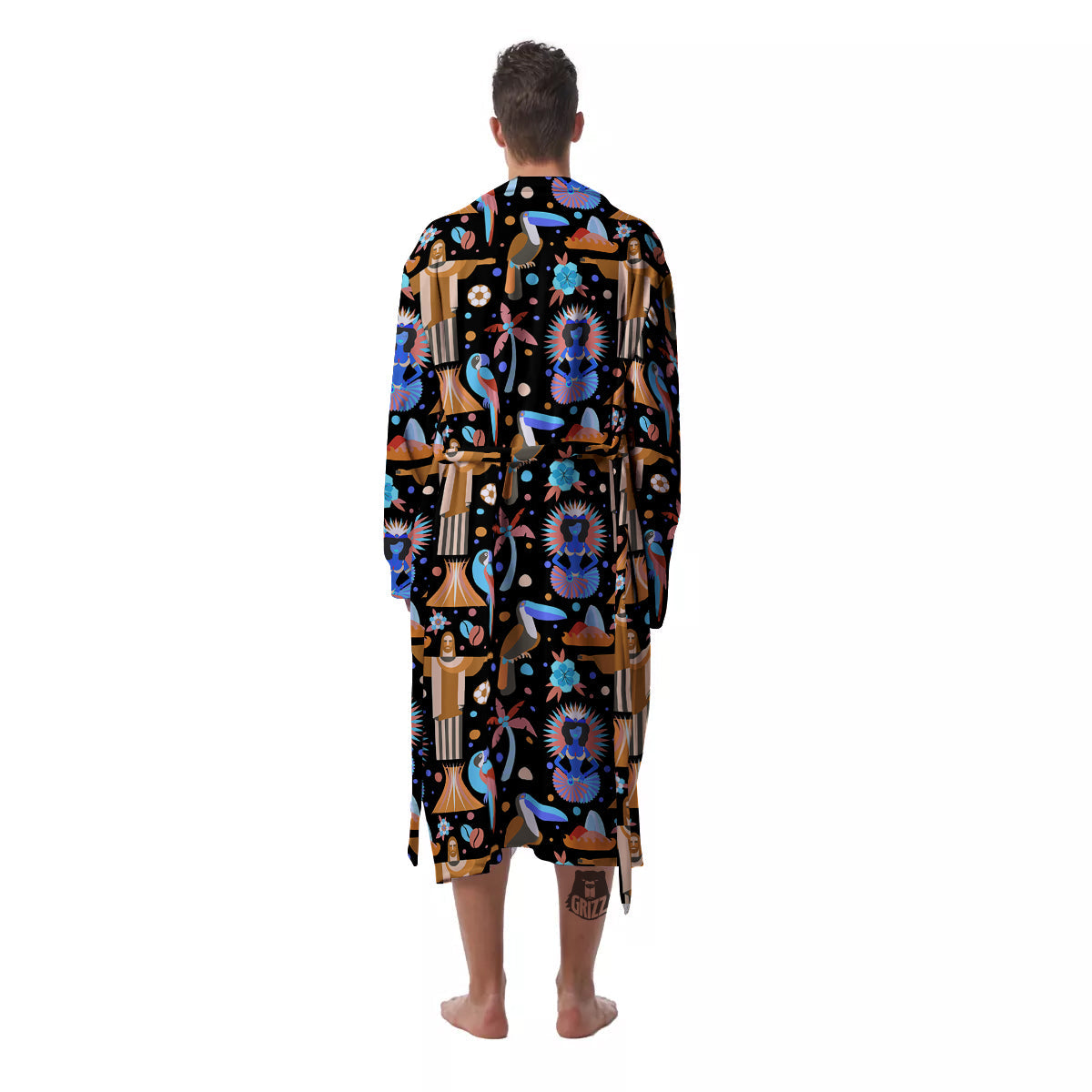Brazil Symbols Country Print Pattern Men's Robe-grizzshop