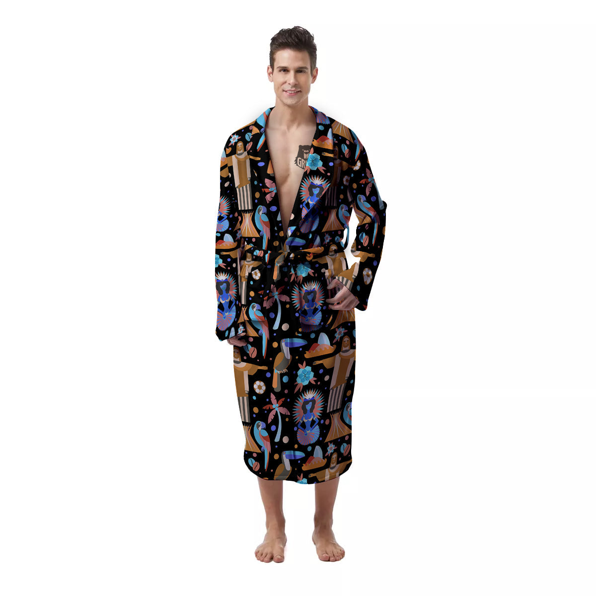 Brazil Symbols Country Print Pattern Men's Robe-grizzshop