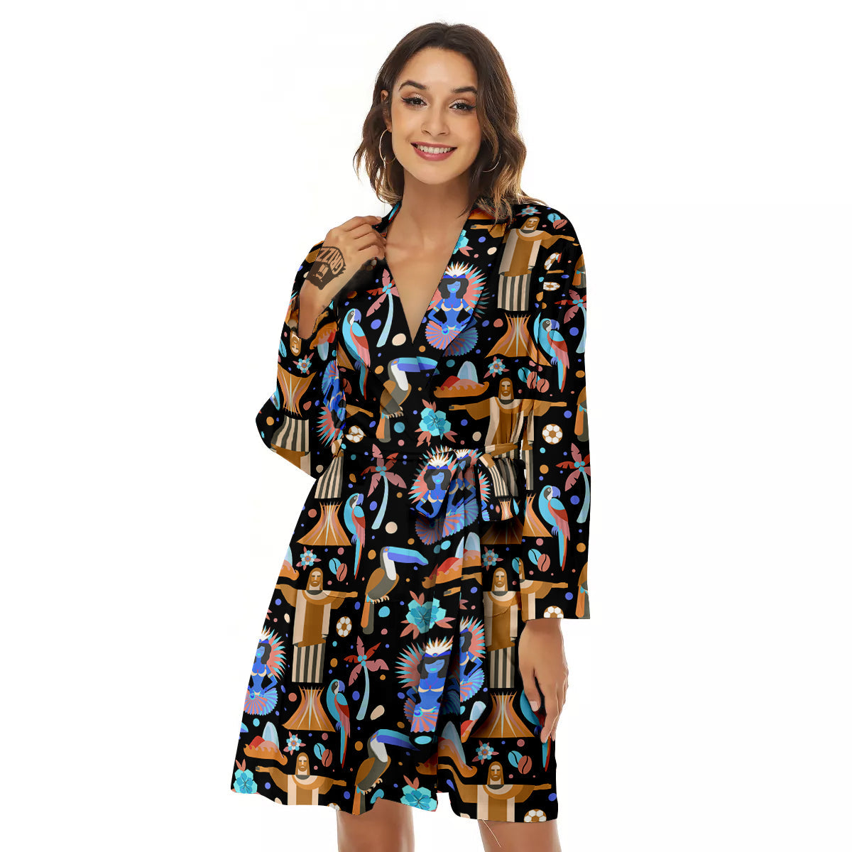 Brazil Symbols Country Print Pattern Women's Robe-grizzshop