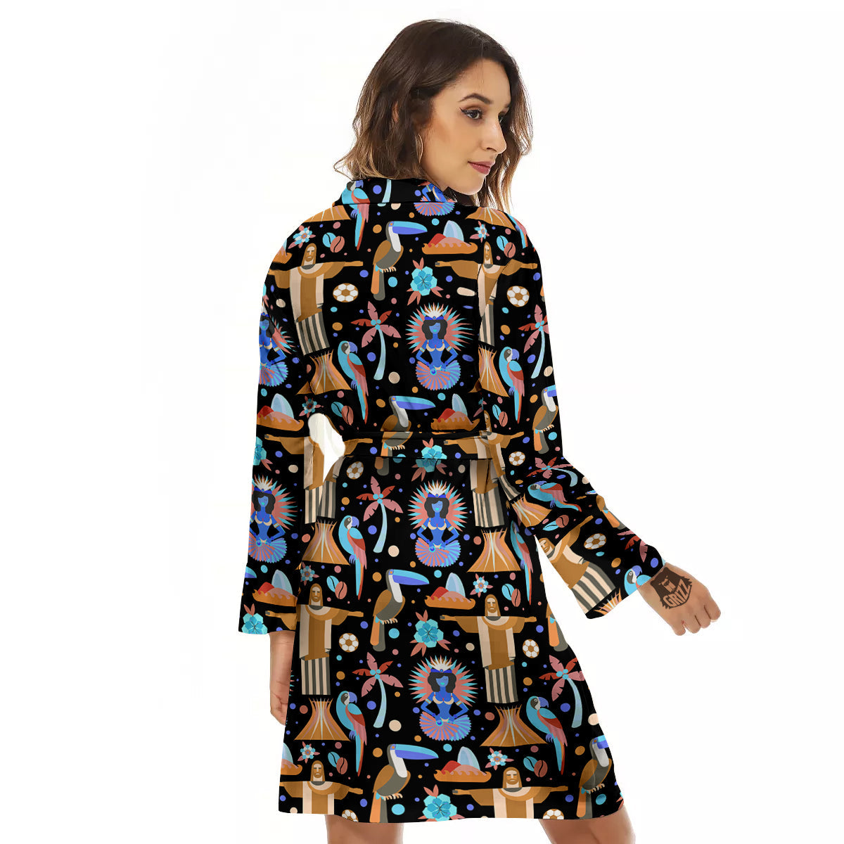 Brazil Symbols Country Print Pattern Women's Robe-grizzshop