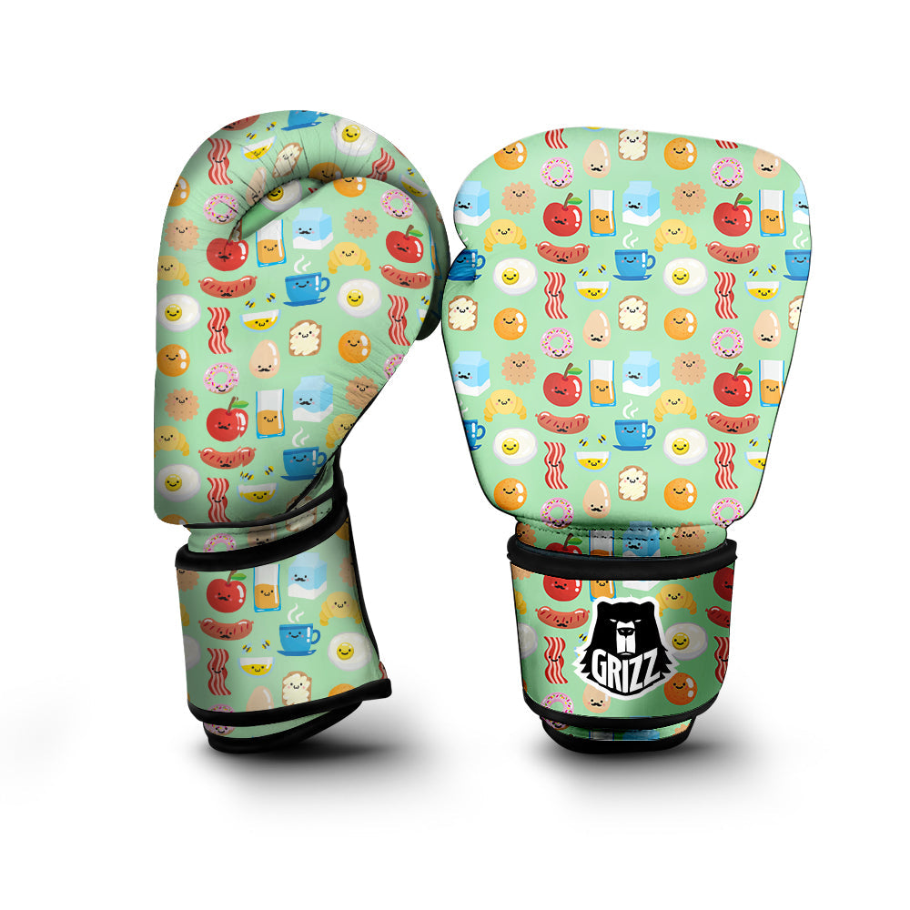 Breakfast Cartoon Print Pattern Boxing Gloves-grizzshop