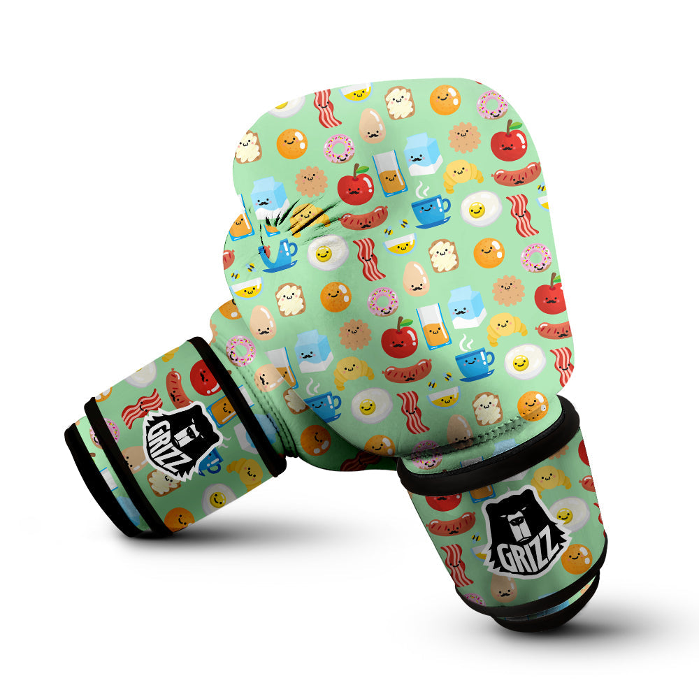 Breakfast Cartoon Print Pattern Boxing Gloves-grizzshop