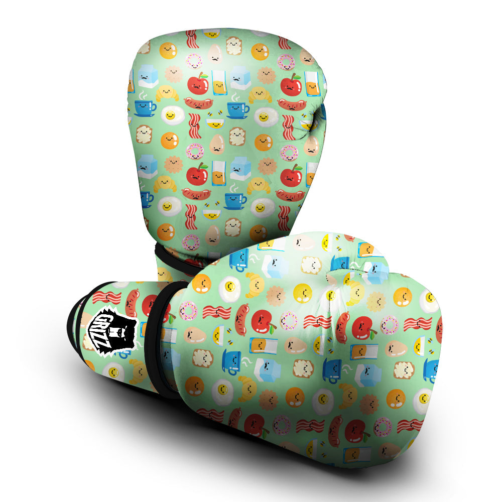 Breakfast Cartoon Print Pattern Boxing Gloves-grizzshop
