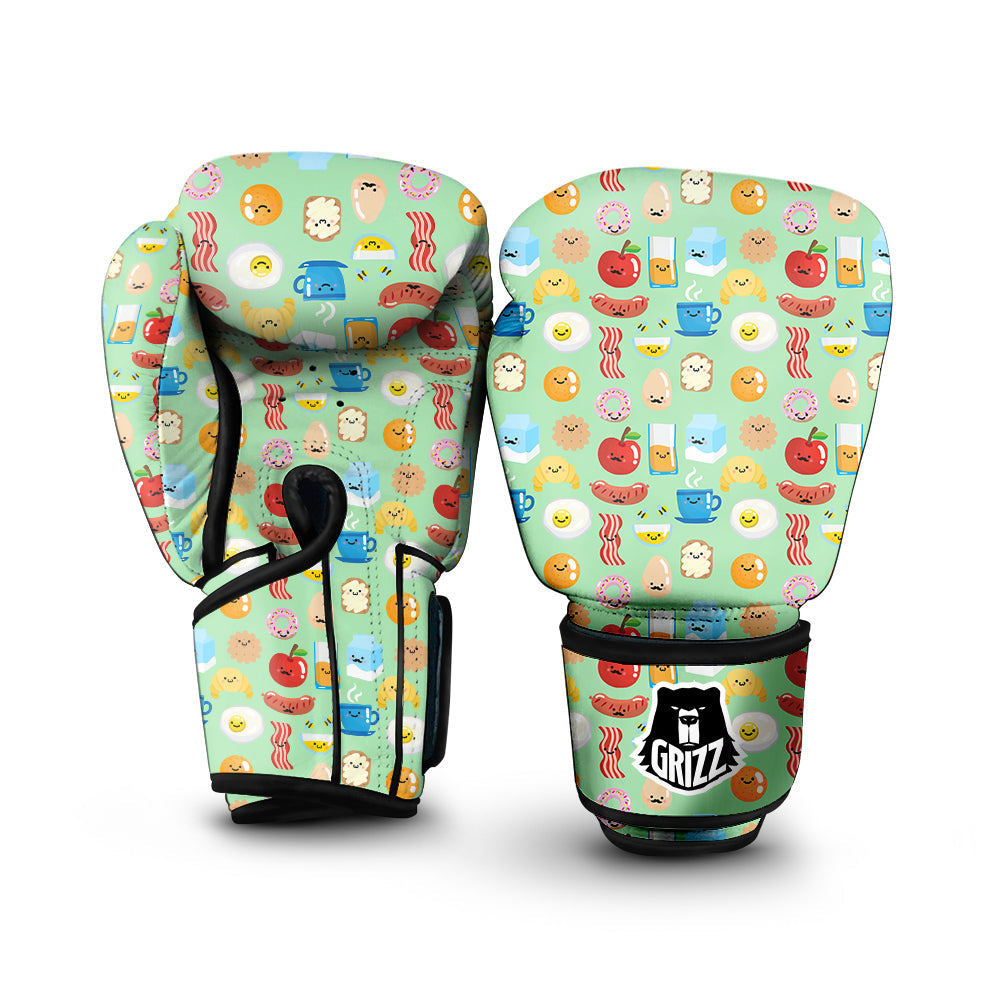 Breakfast Cartoon Print Pattern Boxing Gloves-grizzshop