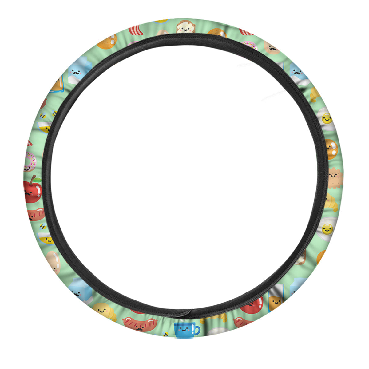 Breakfast Cartoon Print Pattern Car Steering Wheel Cover-grizzshop