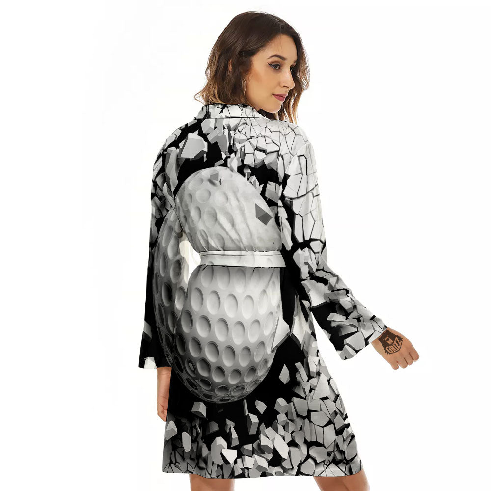 Breaking Wall Golf Ball Print Women's Robe-grizzshop