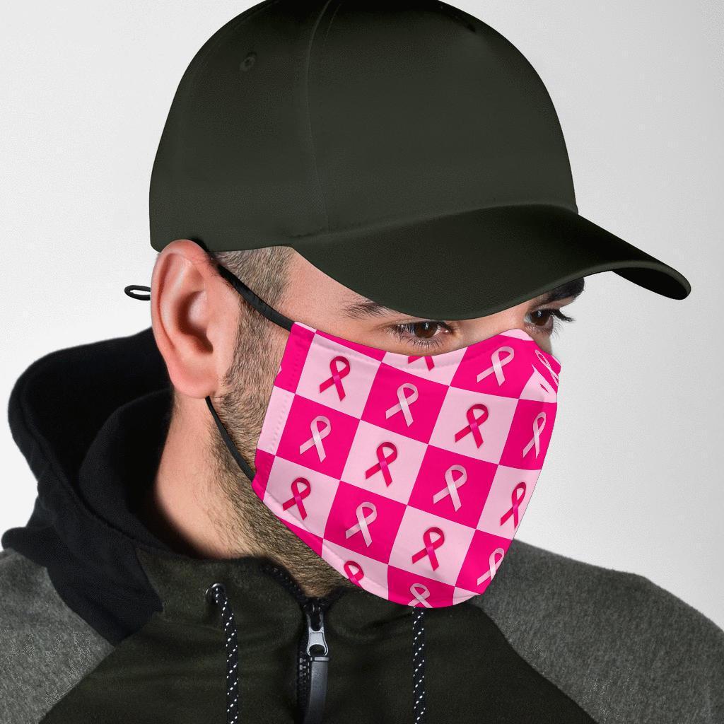 Breast Cancer Awareness Pink Ribbon Pattern Print Face Mask-grizzshop