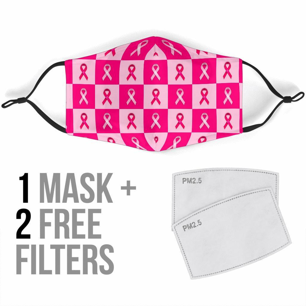 Breast Cancer Awareness Pink Ribbon Pattern Print Face Mask-grizzshop