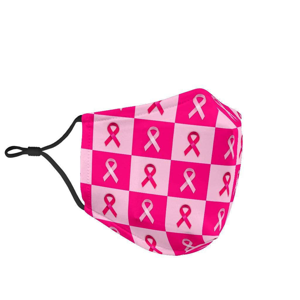 Breast Cancer Awareness Pink Ribbon Pattern Print Face Mask-grizzshop