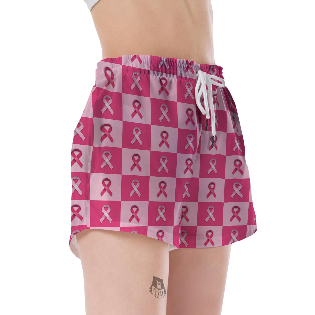 Breast Cancer Awareness Pink Ribbon Pattern Print Women's Shorts-grizzshop