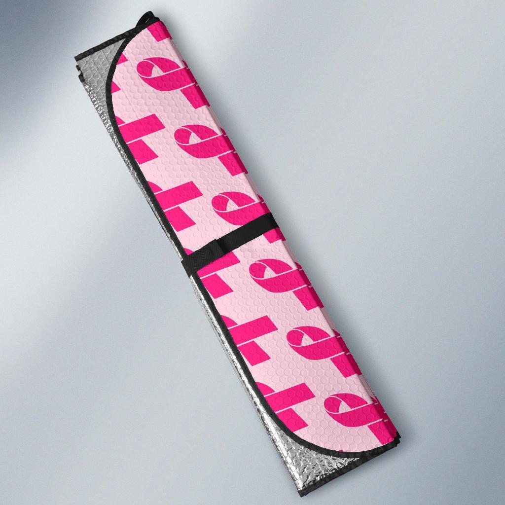 Breast Cancer Awareness Pink Ribbon Print Pattern Car Sun Shade-grizzshop