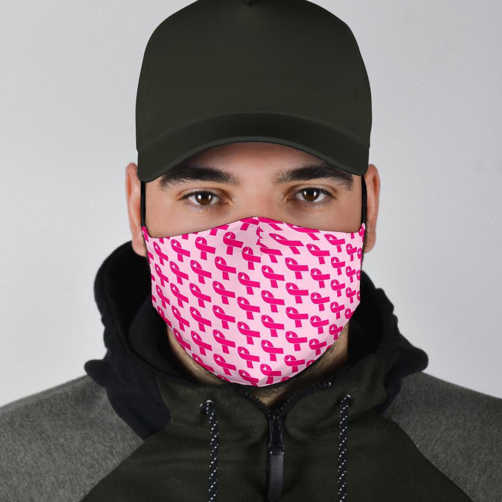 Breast Cancer Awareness Pink Ribbon Print Pattern Face Mask-grizzshop