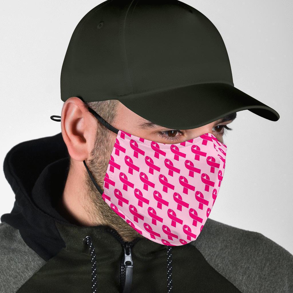 Breast Cancer Awareness Pink Ribbon Print Pattern Face Mask-grizzshop