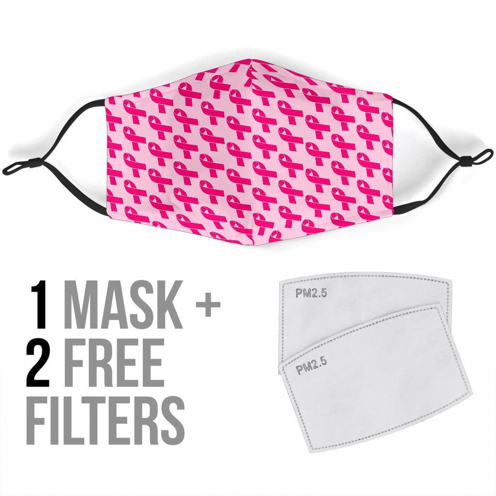 Breast Cancer Awareness Pink Ribbon Print Pattern Face Mask-grizzshop