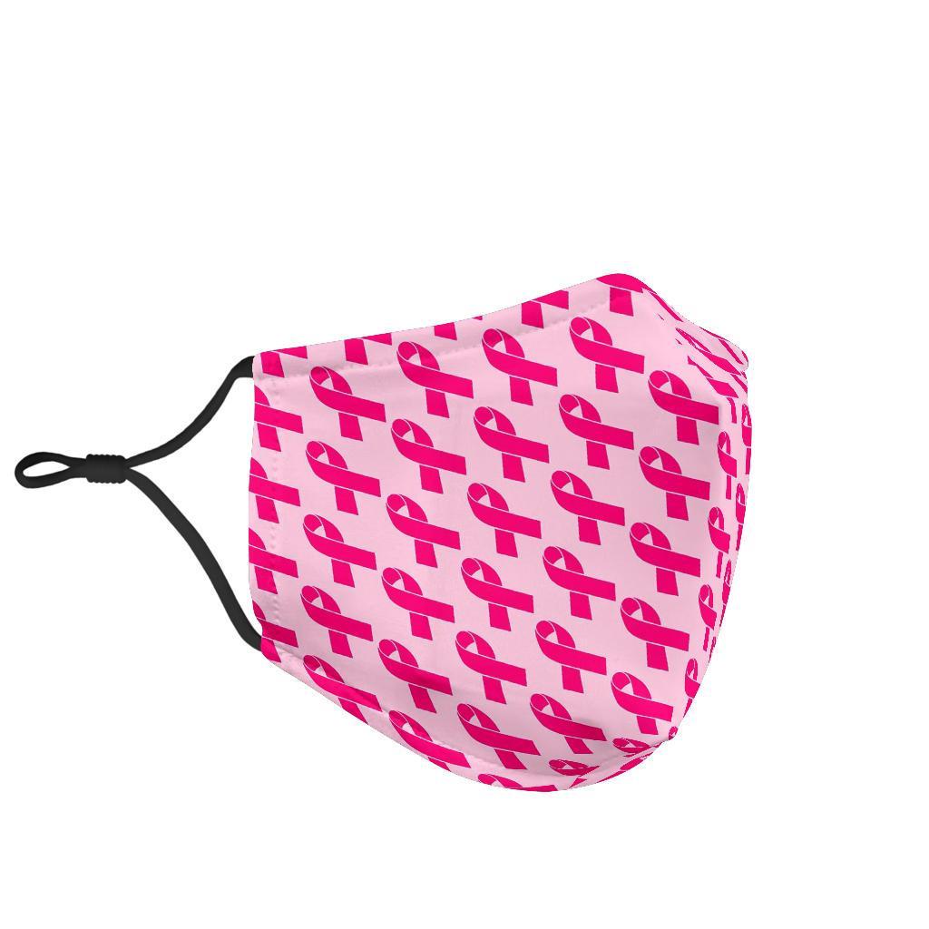 Breast Cancer Awareness Pink Ribbon Print Pattern Face Mask-grizzshop