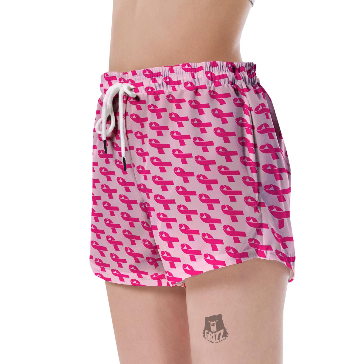 Breast Cancer Awareness Pink Ribbon Print Pattern Women's Shorts-grizzshop