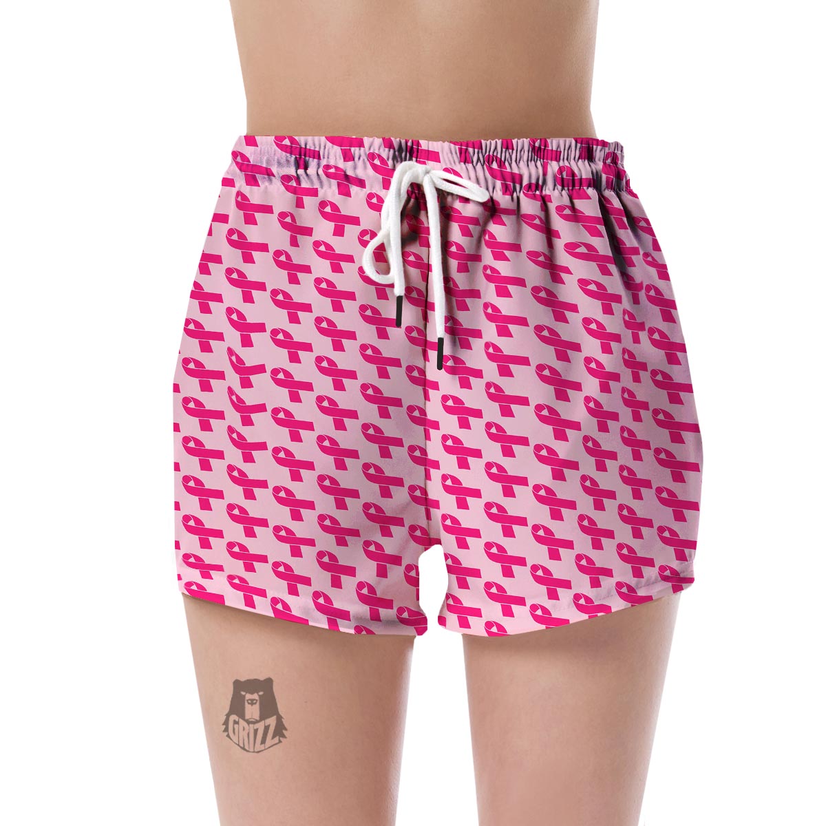 Breast Cancer Awareness Pink Ribbon Print Pattern Women's Shorts-grizzshop