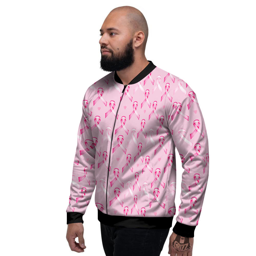 Breast Cancer Awareness Print Pattern Men's Bomber Jacket-grizzshop