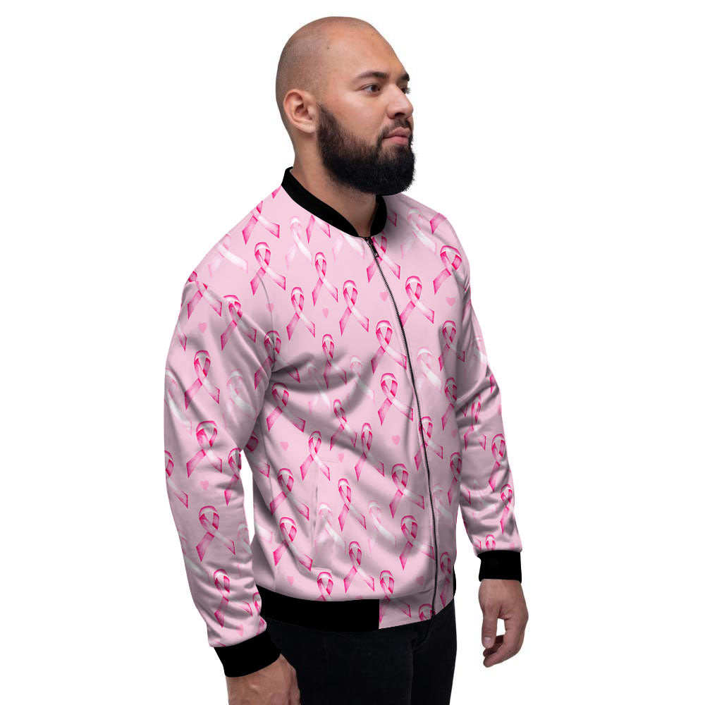 Breast Cancer Awareness Print Pattern Men's Bomber Jacket-grizzshop
