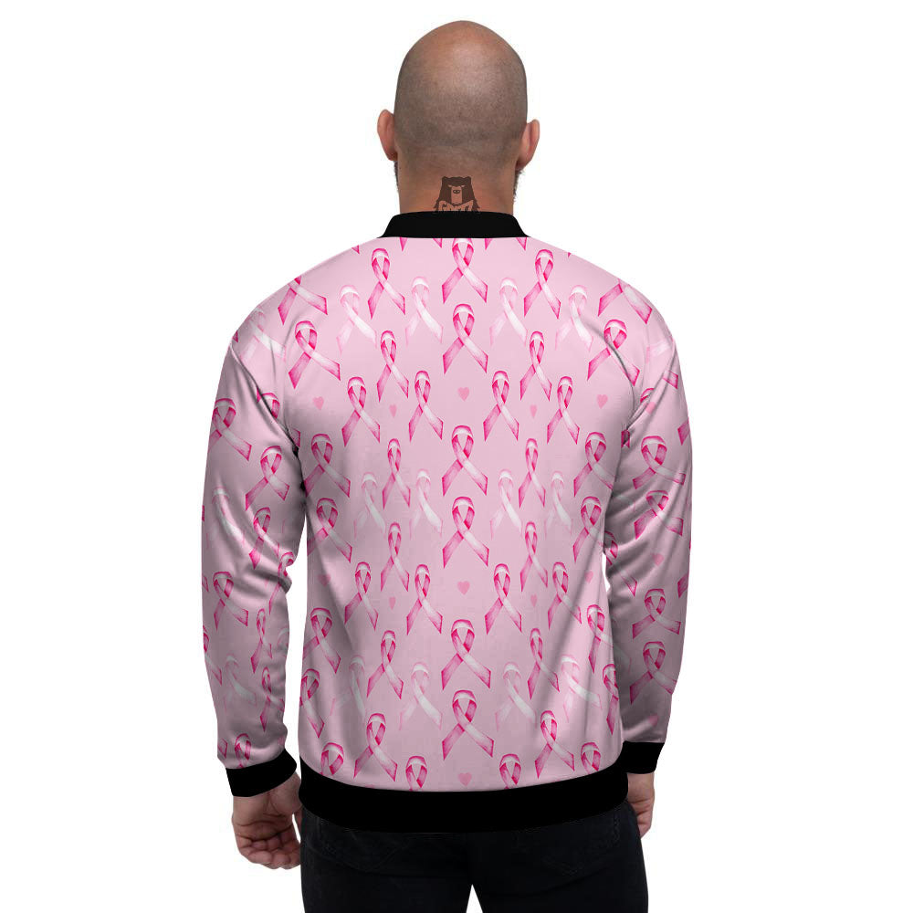 Breast Cancer Awareness Print Pattern Men's Bomber Jacket-grizzshop