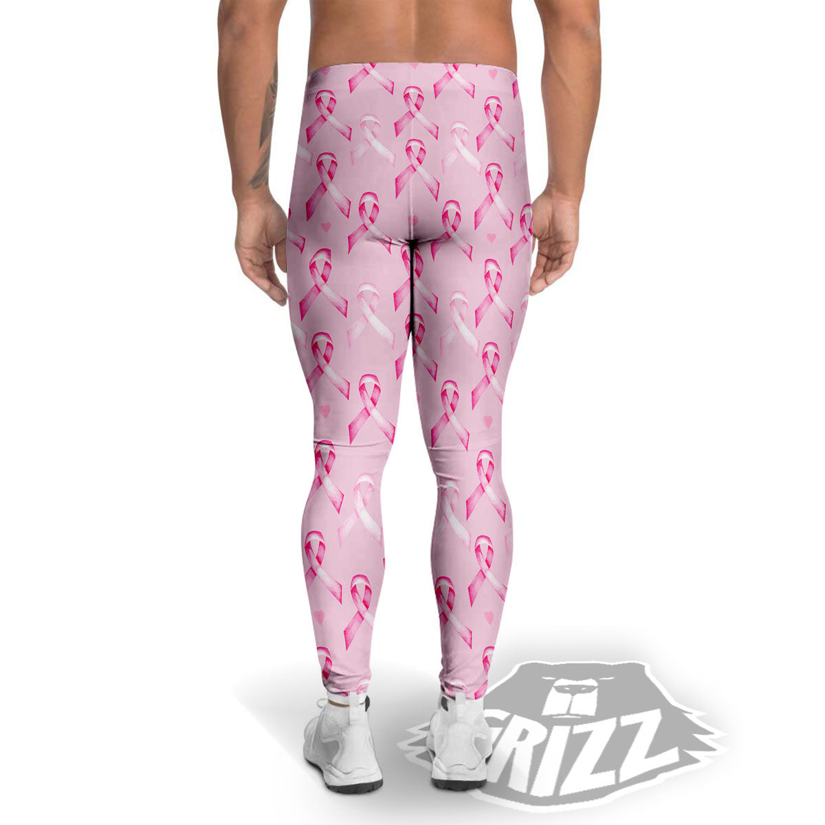 Breast Cancer Awareness Print Pattern Men's Leggings-grizzshop