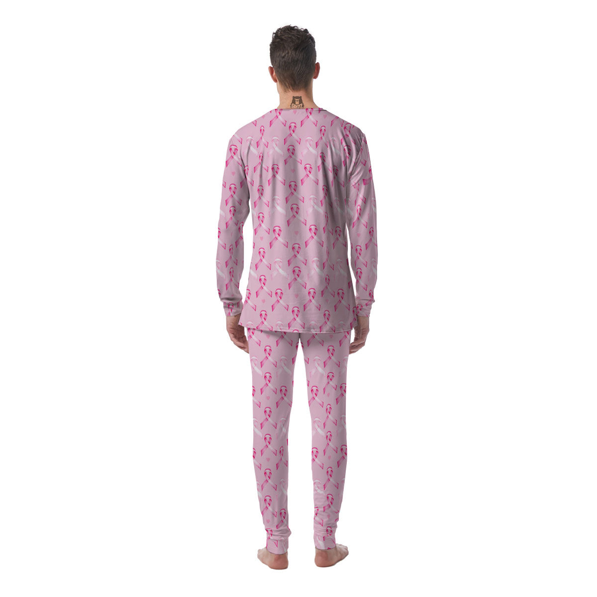 Breast Cancer Awareness Print Pattern Men's Pajamas-grizzshop