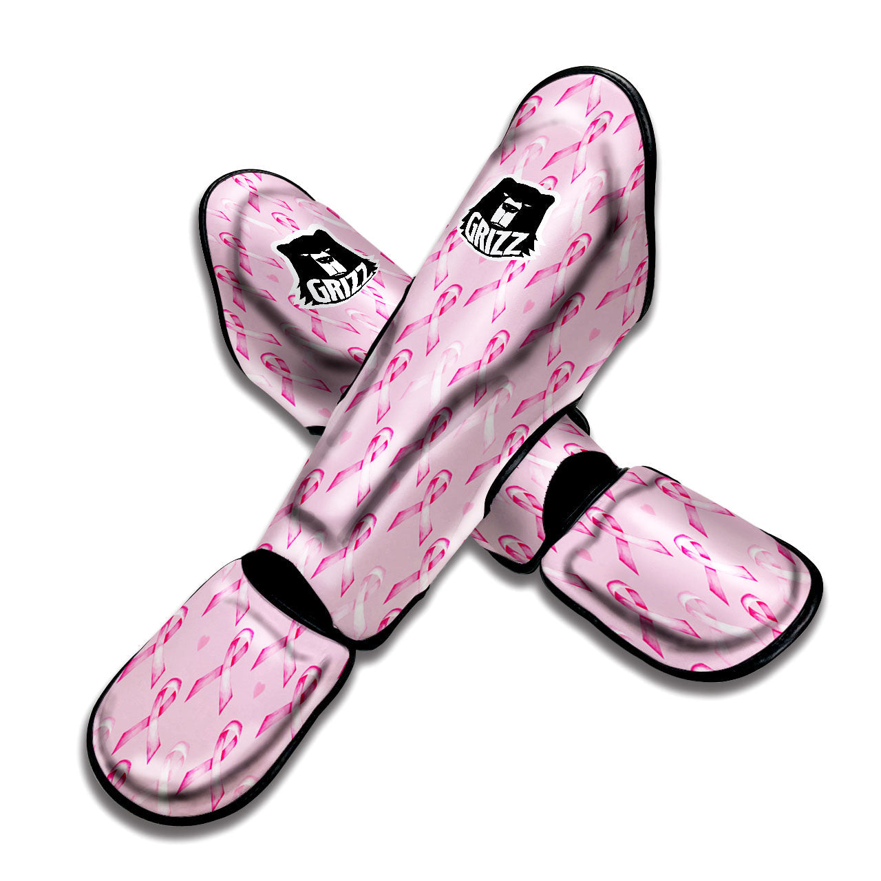 Breast Cancer Awareness Print Pattern Muay Thai Shin Guards-grizzshop