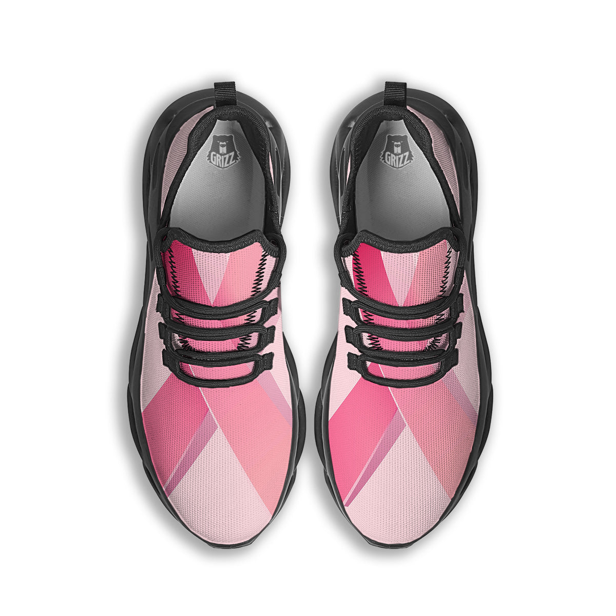 Breast Cancer Awareness Ribbon Print Black Running Shoes-grizzshop