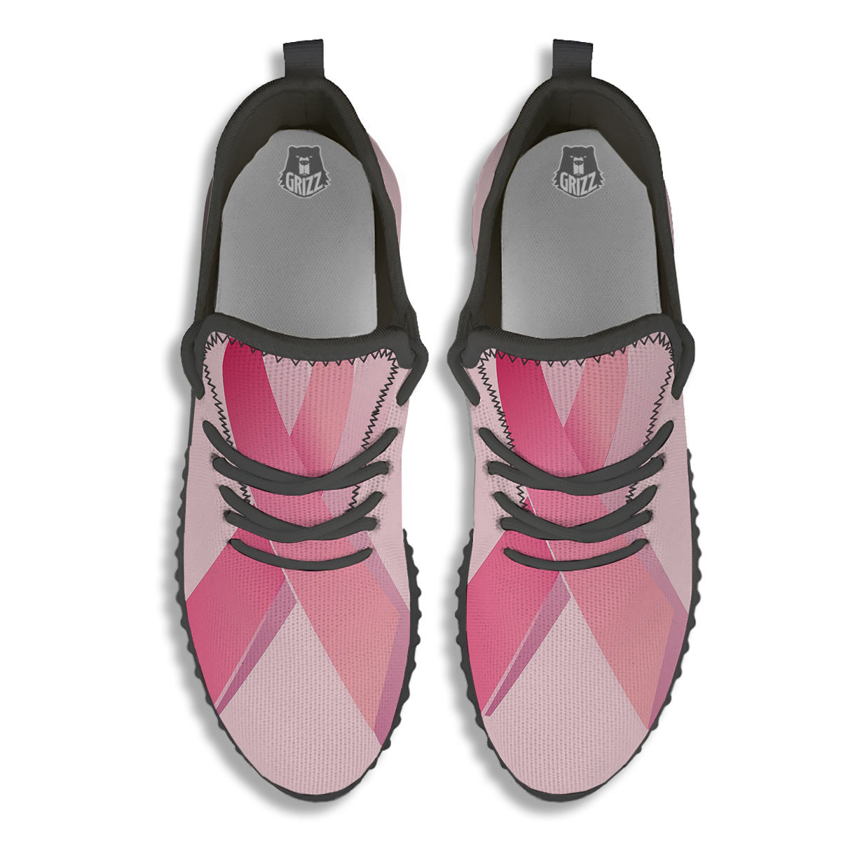 Breast Cancer Awareness Ribbon Print Black Walking Shoes-grizzshop